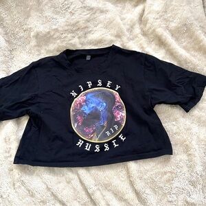 NIPSEY HUSSLE Woman's Black Crop Top Graphic T-Shirt Size M